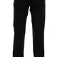 Elegant Black Cotton Stretch Pants