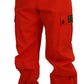 Elegant Red Cotton Blend Trousers