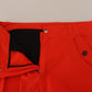 Elegant Red Cotton Blend Trousers