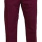 Elegant Magenta Cotton Stretch Pants