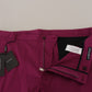 Elegant Magenta Cotton Stretch Pants