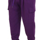 Elegant Purple Cotton Cargo Sweatpants