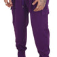 Elegant Purple Cotton Cargo Sweatpants