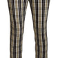 Chic Multicolor Checkered Cotton Pants