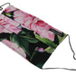 Black Floral Pleated Elastic Ear Strap Face Mask
