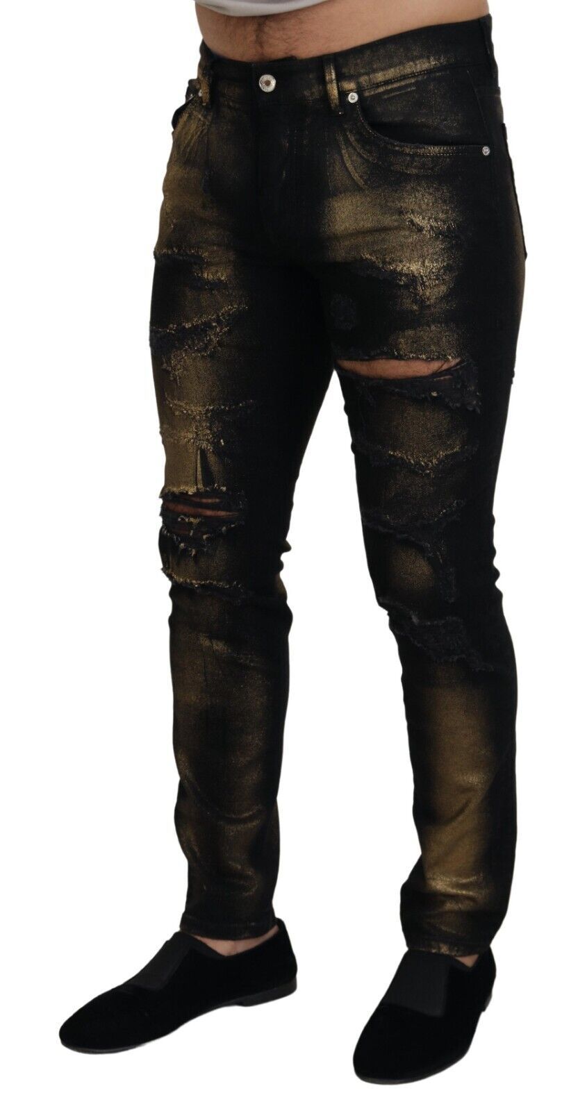 Elegant Black Gold Dust Jeans