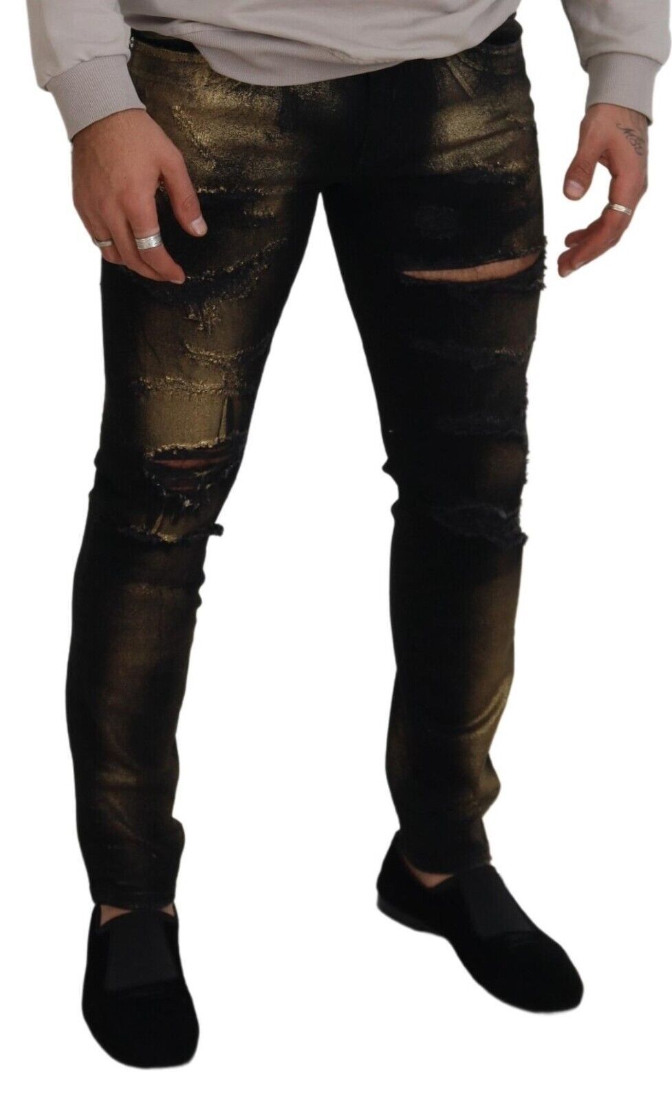 Elegant Black Gold Dust Jeans