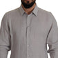 Elegant Grey Slim Fit Linen Shirt