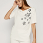 Elegant White Cotton Tee with Rhinestone Accents