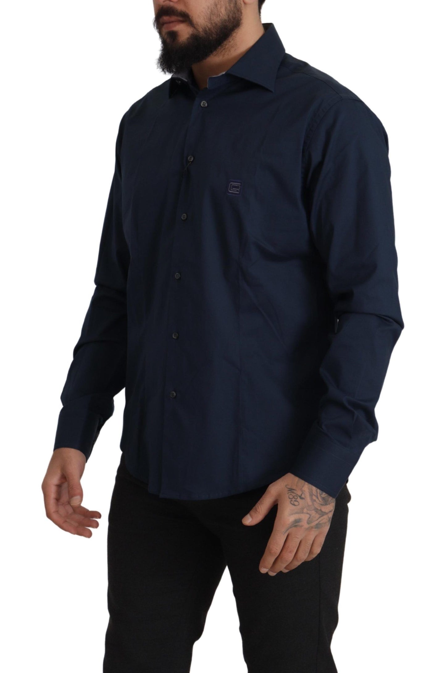 Navy Elegance Cotton Dress Shirt