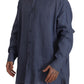 Elegant Dark Blue Linen Dress Shirt