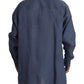 Elegant Dark Blue Linen Dress Shirt