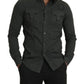 Sleek Dark Gray Cotton Casual Shirt