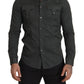 Sleek Dark Gray Cotton Casual Shirt