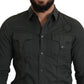 Sleek Dark Gray Cotton Casual Shirt