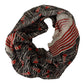 Black Red Linen Sailboat Stripe Print Shawl Scarf