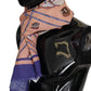 Blue Linen Seashell Pattern Mens Wrap Shawl Scarf