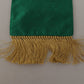 Green Crown Embroidered Shawl Fringe Blend Silk