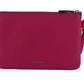 Elegant Pink Leather Pouch Clutch