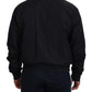Black Nylon Logo Bomber Zipper Jacket