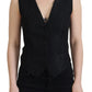 Elegant Black Silk Blend Waistcoat Vest