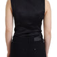 Elegant Black Silk Blend Waistcoat Vest