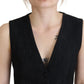 Elegant Black Silk Blend Waistcoat Vest