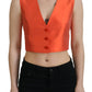 Elegant Orange Silk Waistcoat