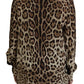 Elegant Silk Leopard Print Collared Top