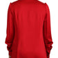 Elegant Red Ascot Collar Blouse