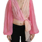 Silk V-Neckline Wrap Blouse in Pink