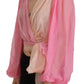 Silk V-Neckline Wrap Blouse in Pink