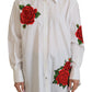 Elegant Floral Embroidered Silk Blend Shirt