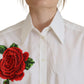 Elegant Floral Embroidered Silk Blend Shirt