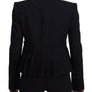 Elegant Black Stretch Wool Blazer