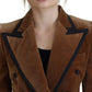 Elegant Double Breasted Brown Blazer Jacket