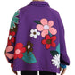 Elegant Purple Floral Pullover Sweater