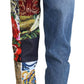 Patchwork Jacquard Blue Denim Luxury Jeans