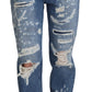 Chic Tattered Denim Pants - Indigo Essence