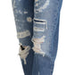 Chic Tattered Denim Pants - Indigo Essence