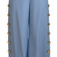 Elegant Light Blue Wool-Silk Blend Pants