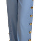 Elegant Light Blue Wool-Silk Blend Pants