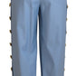 Elegant Light Blue Wool-Silk Blend Pants