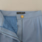 Elegant Light Blue Wool-Silk Blend Pants