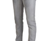 Elegant Gray Washed Cotton Blend Pants