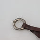 Brown Leather Silver Tone Metal Keyring Keychain