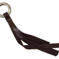 Brown Leather Silver Tone Metal Keyring Keychain