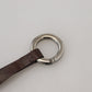 Brown Leather Silver Tone Metal Keyring Keychain