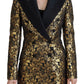 Elegant Black and Gold Floral Jacket