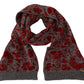 Red Grey Knitted Wrap Warmer Womens Shawl Scarf